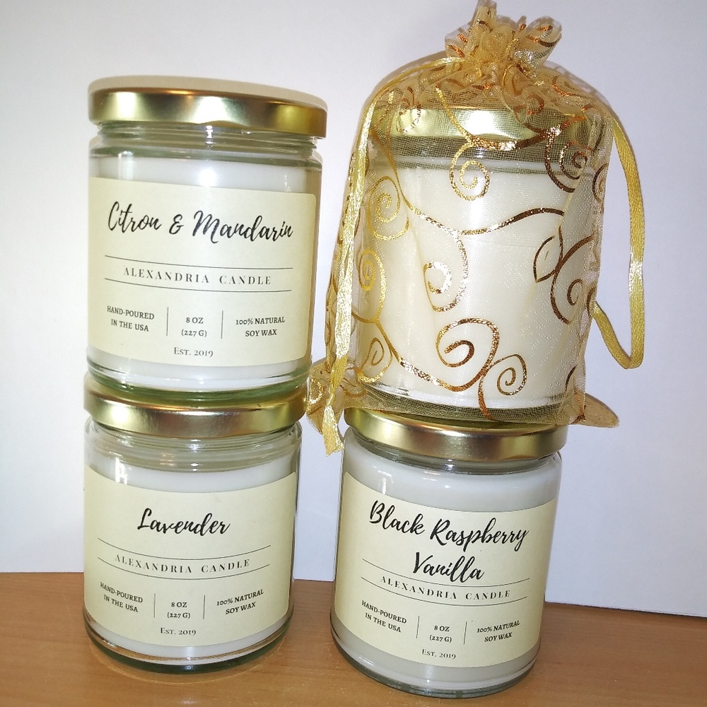 3 Scented Soy Wax Candles in 9oz Jar